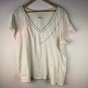 Penningtons MBLM WomenWhite Short Sleeve Silver Faux Chain Link Accent Top Size